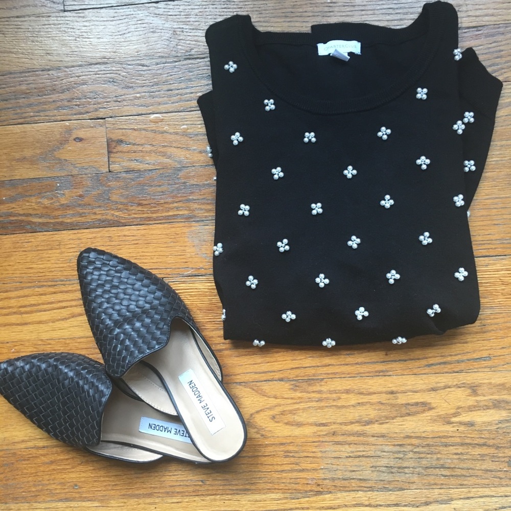 Black sweater with pearl detailing